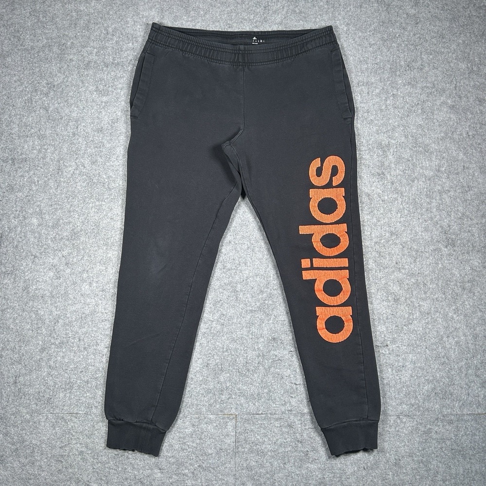 Adidas Sweatpants Mens Size Medium Black Jogger Big Logo Spell Out Loungewear